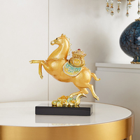 Nouvelle Série RORO - Ornement de Cheval en Métal Doré Art Déco de Luxe avec Base en Cristal, Décoration de Bureau, Peinture Émaillée Faite à la Main