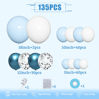Kit d'arche de guirlande de ballons en latex bleu, blanc et argenté avec confettis, pour fête de naissance, révélation du sexe, anniversaire de nouveau-né, décoration de fête