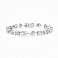 Bijoux fins, bracelet tennis en or massif 18 carats avec diamants de laboratoire de forme fantaisie taille émeraude, cadeau unisexe