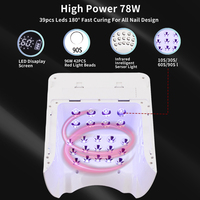Lampe à Ongles LED UV Technologique Sans Fil Haute Puissance 78 W 2024, Portable, Rechargeable, pour Salon de Manucure Pédicure Professionnel Grand Espace