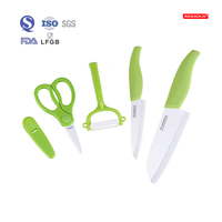 Ensemble de blocs à couteaux de cuisine en céramique japonaise MIDDIA, couteau de chef, éplucheur, ciseaux, ambidextre, 4 pièces, logo personnalisé, matériau de la poignée en PP