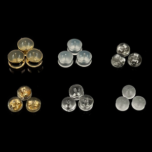 Hypoallergenic Round 18K Gold Plated <strong>Earring</strong> <strong>Backs</strong> with Plastic <strong>Rubber</strong> Silicone Stopper for Sensitive Skin-Jialin Brand - Product Image 1