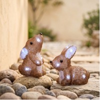 N-CONCEPT Lampes de jardin d'extérieur en acrylique LED, lot de 5 sculptures décoratives en forme de lapin, lampes paysagères pour cour, patio, pelouse