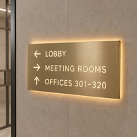 Panneau de signalisation directionnel personnalisé en acier inoxydable brossé avec éclairage LED pour hôtel et bureau