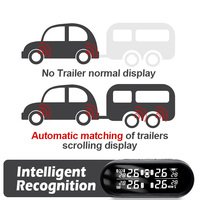 Jauge de surveillance de la pression des pneus TPMS numérique sans fil solaire avec 5 capteurs externes pour voitures et caravanes (2 à 10 pneus)