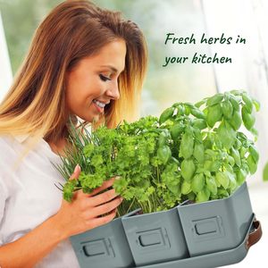 <strong>Herb</strong> Pots for <strong>Kitchen</strong> Windowsill Set of 3 <strong>Herb</strong> <strong>Planter</strong> Indoor with Leather Handled Tray Indoor <strong>Herb</strong> Garden - Product Image 5