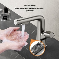 Robinet de lavabo moderne de luxe monotrou en laiton gris monté sur mitigeur lavabo classique en céramique chaud froid pour salle de bain