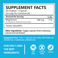 Capsules de triple magnésium végétaliennes avec glycinate, citrate et malate pour soutenir la santé des nerfs