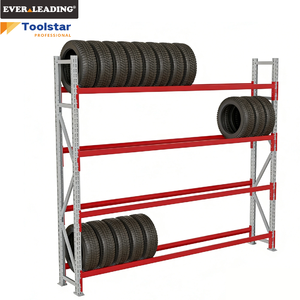 Étagères de stockage de pneus en acier haute densité et robustes, tailles personnalisables, assemblage sans boulons, capacité de 1000 kg, carton pour garages - Product Image 1