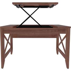 Table de bureau moderne Alera en noyer, réglable en hauteur (de 47,25 po à 43,75 po), 47,25 po x 23,63 po x 29,5 po, pour utilisation informatique - Product Image 1