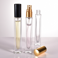 Lot de 100 flacons roll-on carrés transparents en verre de 10 ml, rechargeables, vides, pour parfum, huile cosmétique, avec bouchon à vis