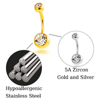Bijou de piercing de nombril Maina Simple avec perle et zircon, en acier inoxydable étanche, à filetage externe