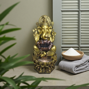 Cascade de table Feng Shui avec <span class=keywords><strong>Bouddha</strong></span> et Dieu Éléphant Hindou - Mini paysage en résine artisanal <span class=keywords><strong>pour</strong></span> la richesse et la sagesse - Product Image 3