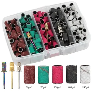 Bandas de Lijado para Uñas, Grano 80/120/180/240, Cabezales de Pulido para Taladro Eléctrico de Manicura, Herramientas Abrasivas para Eliminar Esmalte de Gel UV y Pedicura - Product Image 1