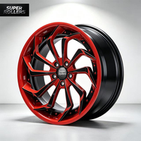 Jantes sport en alliage d'aluminium forgé Super Rollers Candy Rouge Noir 18 pouces 9J 5x114.3 à rayons éclairés et à déport profond pour Corvette