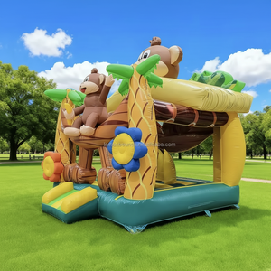 Château gonflable commercial personnalisé en PVC sur le thème des singes pour location événementielle extérieure et entreprises de jeux - Product Image 2