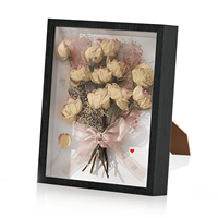 Cadre de présentation numérique couleur pleine pour fleurs séchées/bouquets, en MDF blanc, écologique, durable, moderne, vertical, type boîte profonde