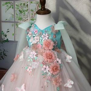 1 ° festa di compleanno per bambini da principessa fatti a mano fiori 3D con applicazioni matrimonio piccola <span class=keywords><strong>damigella</strong></span> d'onore per bambine - Product Image 5
