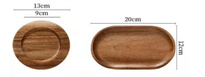 Bandeja de taza de postre ovalada Bandeja de servicio decorativa de mesa de centro de madera de acacia redonda pequeña - Product Image 3