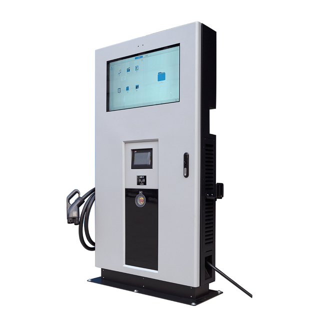 DC Fast 60kw Double Gun Electrical Car Fast Charging Station Ev Charger with Outdoor Advertisement Screen