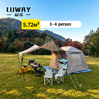 Tentes de camping gonflables automatiques 5,72 m² Tente pneumatique de luxe style maison 3000 mm en tissu Oxford imperméable pour le glamping familial