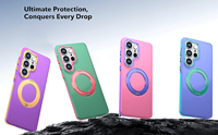 Étui magnétique coloré et robuste pour Samsung S26 Ultra S25 S24 FE Plus 360 °   Coque hybride antichoc avec béquille et protection contre les chutes