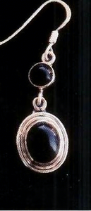 Fancy Silver Earrings with Black Stones for Parties and Gifts - Product Image 1
