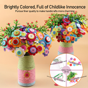 Kit de bricolage pour enfants, bouquet de fleurs fait main avec boutons, tournesol, à partir de 14 ans, thème musical - Product Image 3