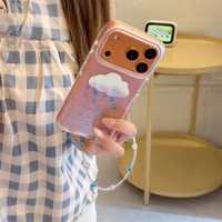 Coque de téléphone mignonne Ins IMD Nuages Étoiles pour iPhone 18 Pro Max 16 15 17 Pro 15 Pro avec chaîne, étui transparent antichoc coréen