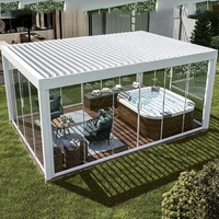Moderne Bioklimatische Aluminium-Dachpergola - Einfach zu Montieren, Motorisiert, Umweltfreundlich, Balkon-Überdachung, Naturbelassen, Wind- und Schneefest