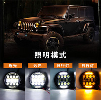 Phares LED Wrangler 7 pouces pour motos Harley 80W Power Angélique bande lumineuse avant éclairage extérieur automatique