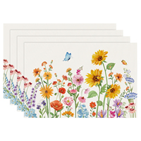 Ensemble de 4 sets de table en tissu floral printanier, 12x18 pouces, tournesols, pour la cuisine, la salle à manger, la décoration d'hôtel, de maison ou de fête
