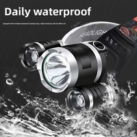 Lampe frontale transfrontalière T6 pour la pêche de nuit, lampe frontale d'extérieur 3 LED rechargeable à induction haute luminosité 360 degrés