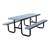 Meubles de patio extérieur table de pique-nique en acier de 6 pieds et 8 pieds avec banquette à l'extérieur restaurant événement long ensemble de salle à manger chaise de table en métal