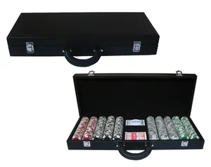 Gepersonaliseerde Grote Zwarte Houten poker chip Set Box