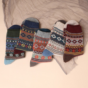 5-10 paires rétro décontracté antibactérien épais équipage chaussettes <span class=keywords><strong>laine</strong></span>/Nylon hommes automne hiver chaud - Product Image 4