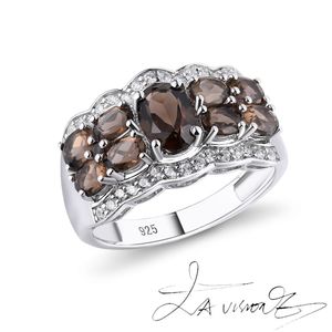 Counterattack Series <b>Jade</b> Inlaid Natural Tea Crystal Synthetic White Sapphire Vintage Ring <b>Jewelry</b> - Product Image 5