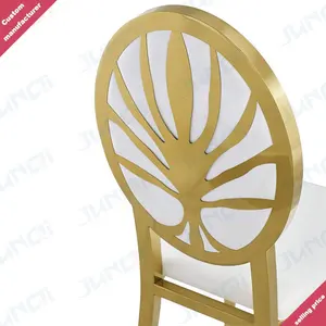 Silla de cuero suave de lujo para comedor, asiento moderno de acero para boda, oro o plata, venta al por mayor