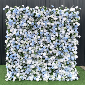 Pannello Decorativo Floreale L04 Blu 2,4m x 2,4m, Sfondo 3D 5D Arrotolabile in Tessuto con Rose Artificiali in Seta per Decorazioni Matrimoniali - Product Image 2