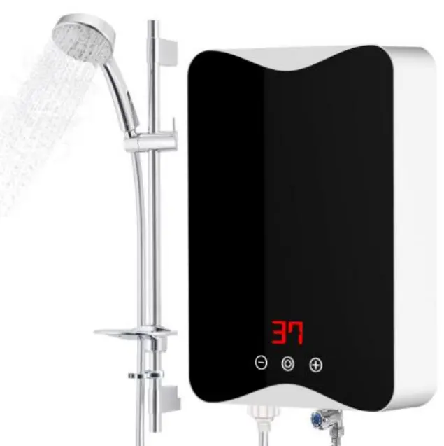 Nouvel arrivage Chauffe-eau instantané mural en acier inoxydable Ensemble de douche de salle de bain Chauffe-eau électrique instantané Robinet de douche