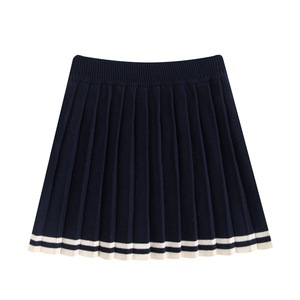 Ensemble 2 pièces pour filles : <span class=keywords><strong>Pull</strong></span> <span class=keywords><strong>en</strong></span> maille torsadée et jupe plissée marine à col <span class=keywords><strong>marin</strong></span> et détail nœud – Tenue nautique preppy pour enfants - Product Image 3