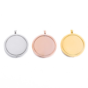 Collier personnalisé en acier inoxydable pendentif rotatif rond gravure laser colliers personnalisés personnalisés - Product Image 4