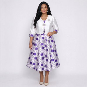 Traje de Vestir Elegante Personalizable ODM para Mujer, Estilo Sirena con Estampado Floral, Ideal para Iglesia, Tallas Grandes - Product Image 1