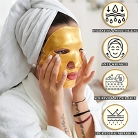 10 X Feuilles d'or 24 carats en gel pour le visage, soin anti-âge hydratant et éclaircissant pour peaux mixtes, à l'huile d'olive végétalienne