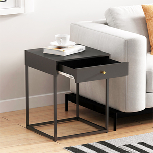 Mesa de Noche Metálica Blanca Barata en Oferta, Mesita de Noche para el Hogar, Mesa Auxiliar para Sofá, Mesa de Balcón con Cajón - Product Image 3