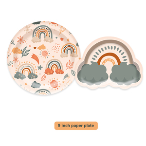 Vajilla Desechable con Diseño Bohemio de Arcoíris, Juego de 4 Artículos Personalizados: Plato de Papel, Servilleta y Vaso de Papel, Decoración para Fiestas, Artículos para Fiestas - Product Image 4