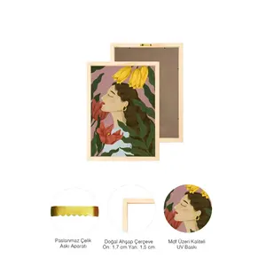 Pintura al Óleo sobre Lienzo Pintada a Mano con Diseño Abstracto Moderno 40-1 con Marco de Madera Natural, Arte de Pared de Paisajes y Flores Hecho a Mano - Product Image 2