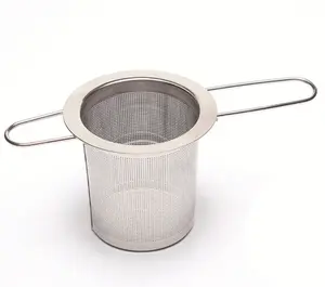Edelstahl-Tee-Aufguss korb, der in Bechern sitzt, Tee-Aufguss für losen Tee, feinmaschige Tee-Filter mit langem Griff