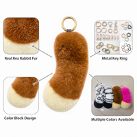 Porte-clés en fourrure de lapin Rex véritable de 18 cm, breloque de sac en fourrure, couleur personnalisée, vente en gros, OEM, ODM, accessoire de mode