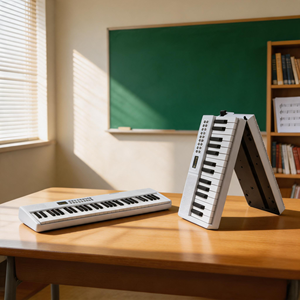 Clavier d'orgue électronique pliant en plastique MIDI et clavier de piano à vitesse <span class=keywords><strong>synthétiseur</strong></span> 61 touches clavier numérique pour débutants - Product Image 1